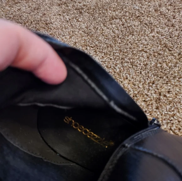 Shoedazzle Ynez black faux leather pointed toe wedge boots - Picture 15 of 16